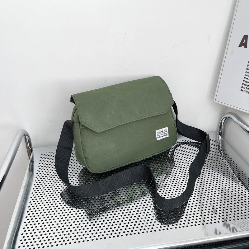 Japanese satchel men's canvas messenger bag simple retro wide shoulder strap messenger bag female literary student shoulder bag