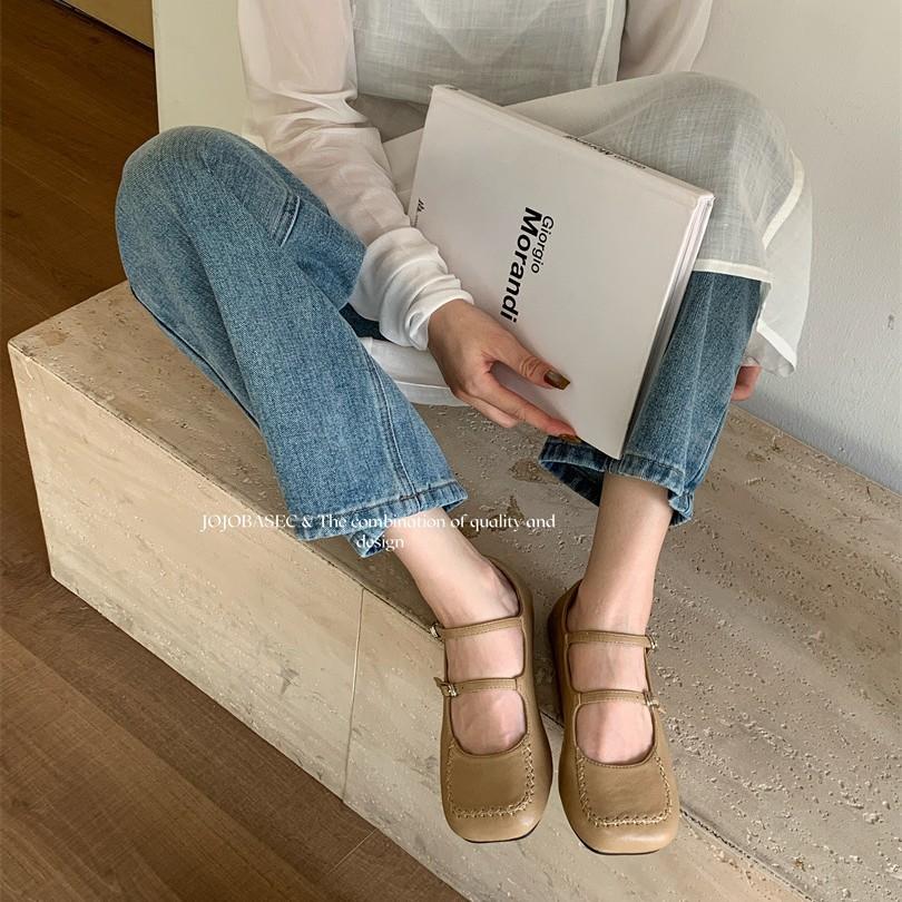 Flat single shoes women's grandma shoes 2025 new early spring shallow mouth Doudou shoes gentle wind with skirt Mary Jane shoes
