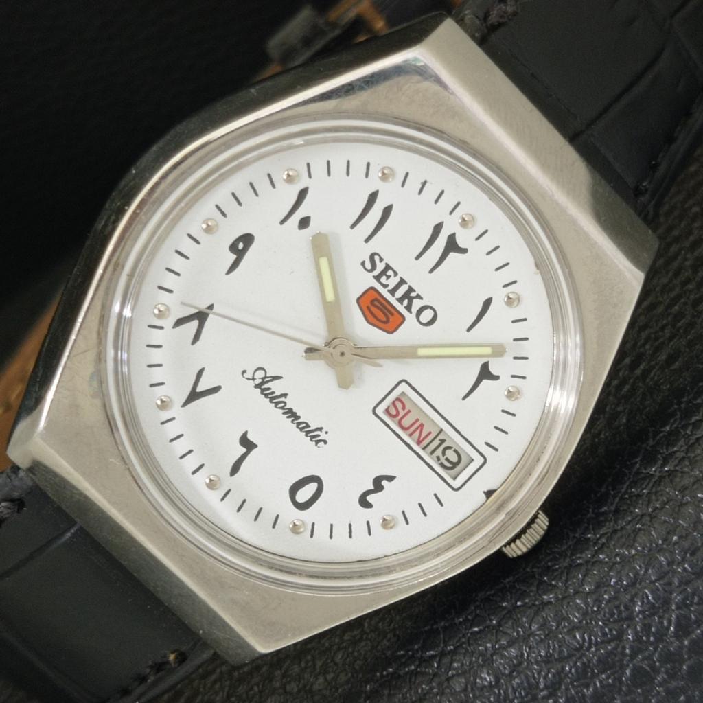 VINTAGE SEIKO 5 AUTOMATIC 6309A JAPAN MENS ARABIC WHITE DIAL WATCH A701540-5 R206b-a701540
