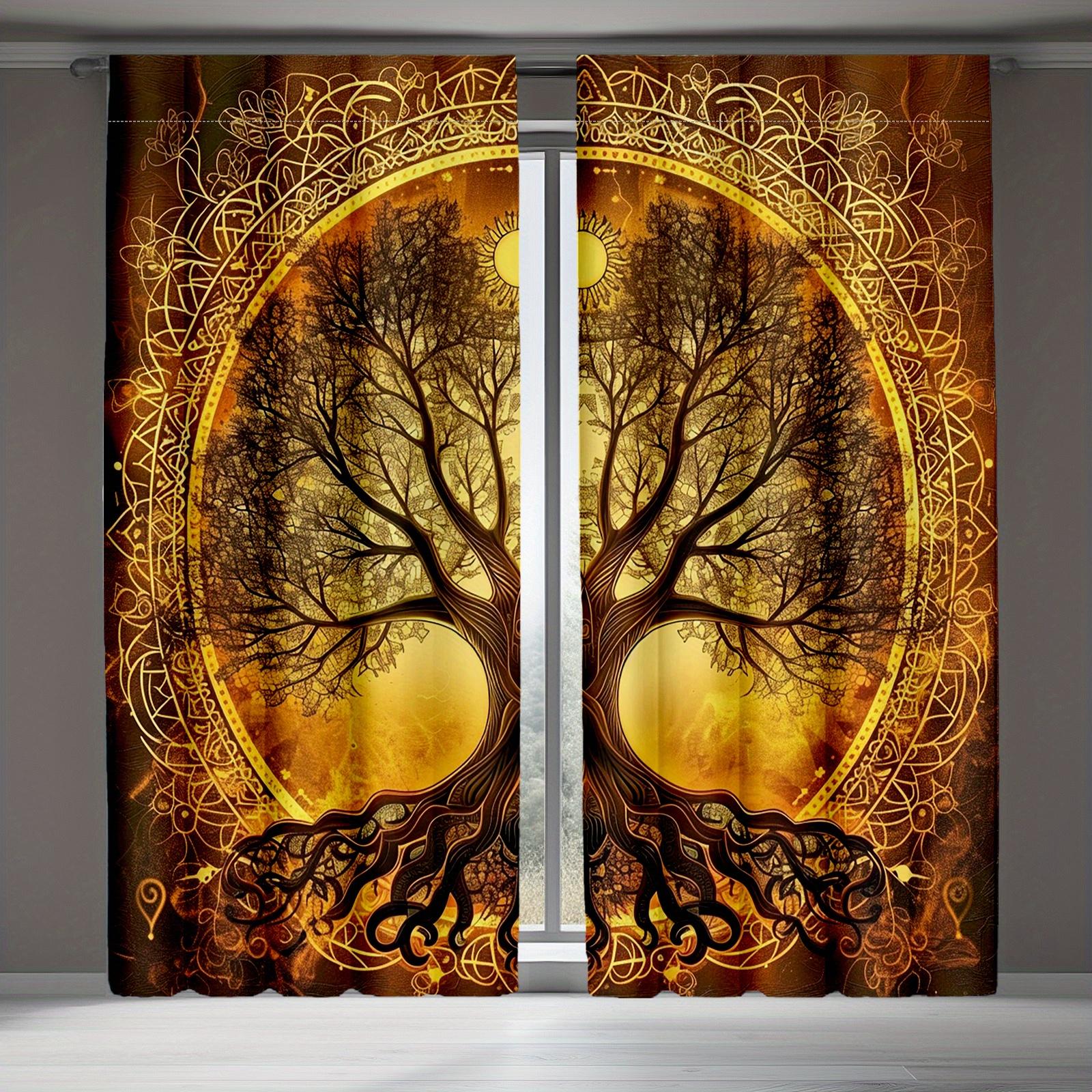 2pcs Tree of Life Print Curtains
