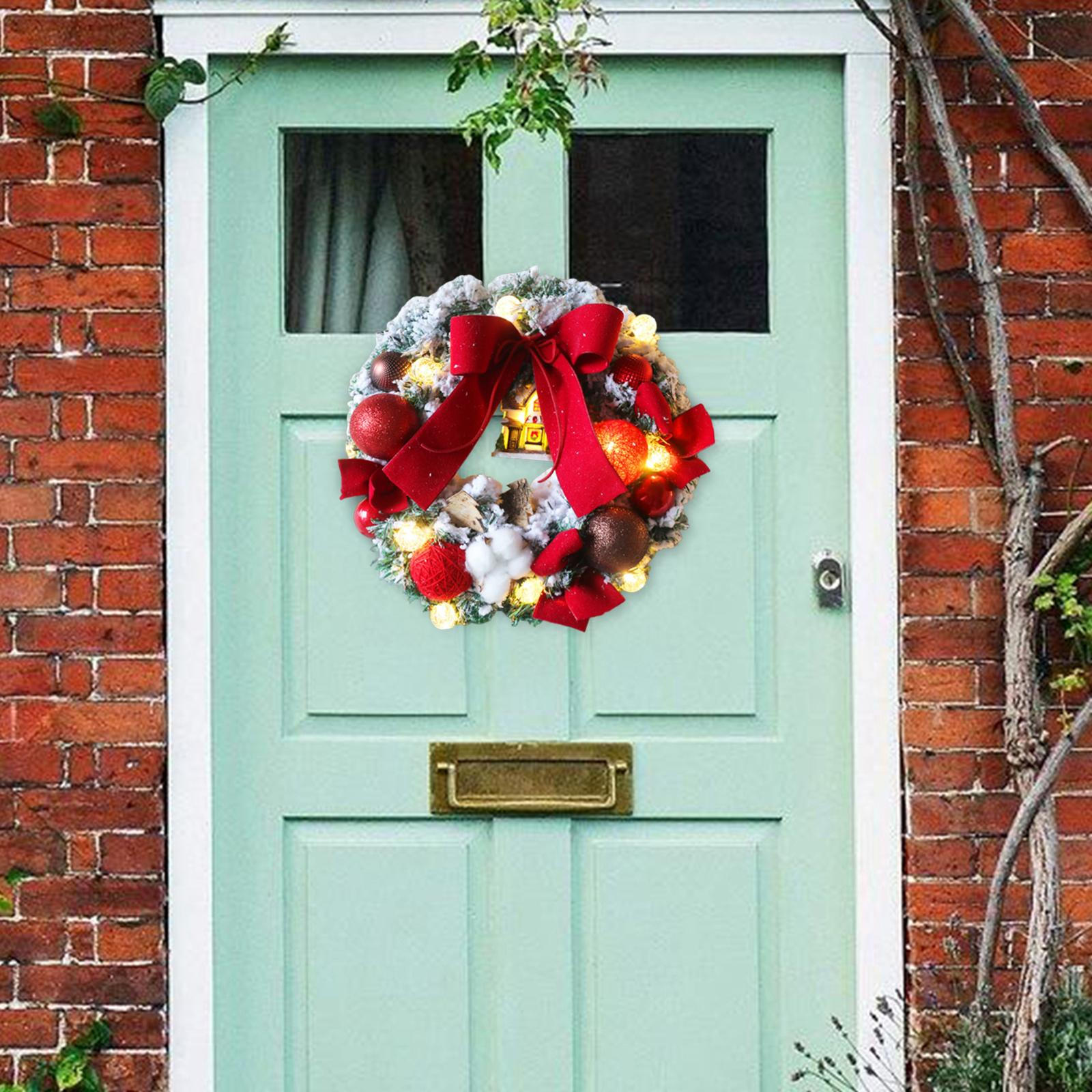 

30 см Рождественский венок, шары для входной двери, украшение на стену красный