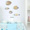 5Pcs/Set Vintage Wooden Fish Wall Decoration Nautical Coastal Ocean Theme Hanging Ornament School of Fish Beach Lake House Bathroom Wall Art