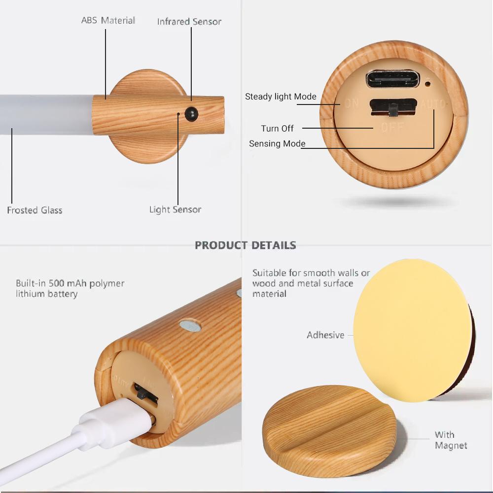 2pcs Per Set Dark&Light Color Lamp Night Lighty Intelligent Infrared Sensing Switch Rechargeable Night Light for Home Daily Use