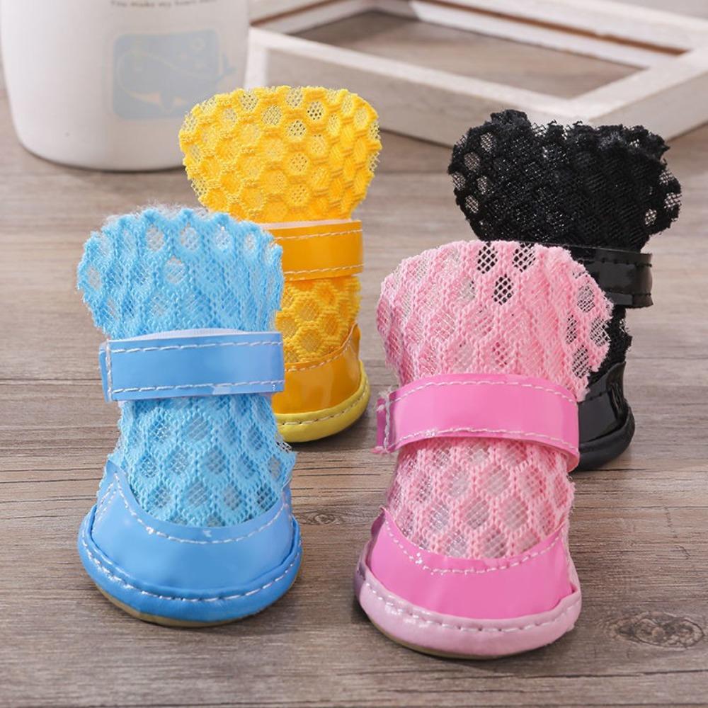 4 Pcs Wear Resistant Dog Mesh Shoes Breathable Anti-dirty Dog Sandals Anti-slip Anti-fall Dog Foot Covers Walking The Dog