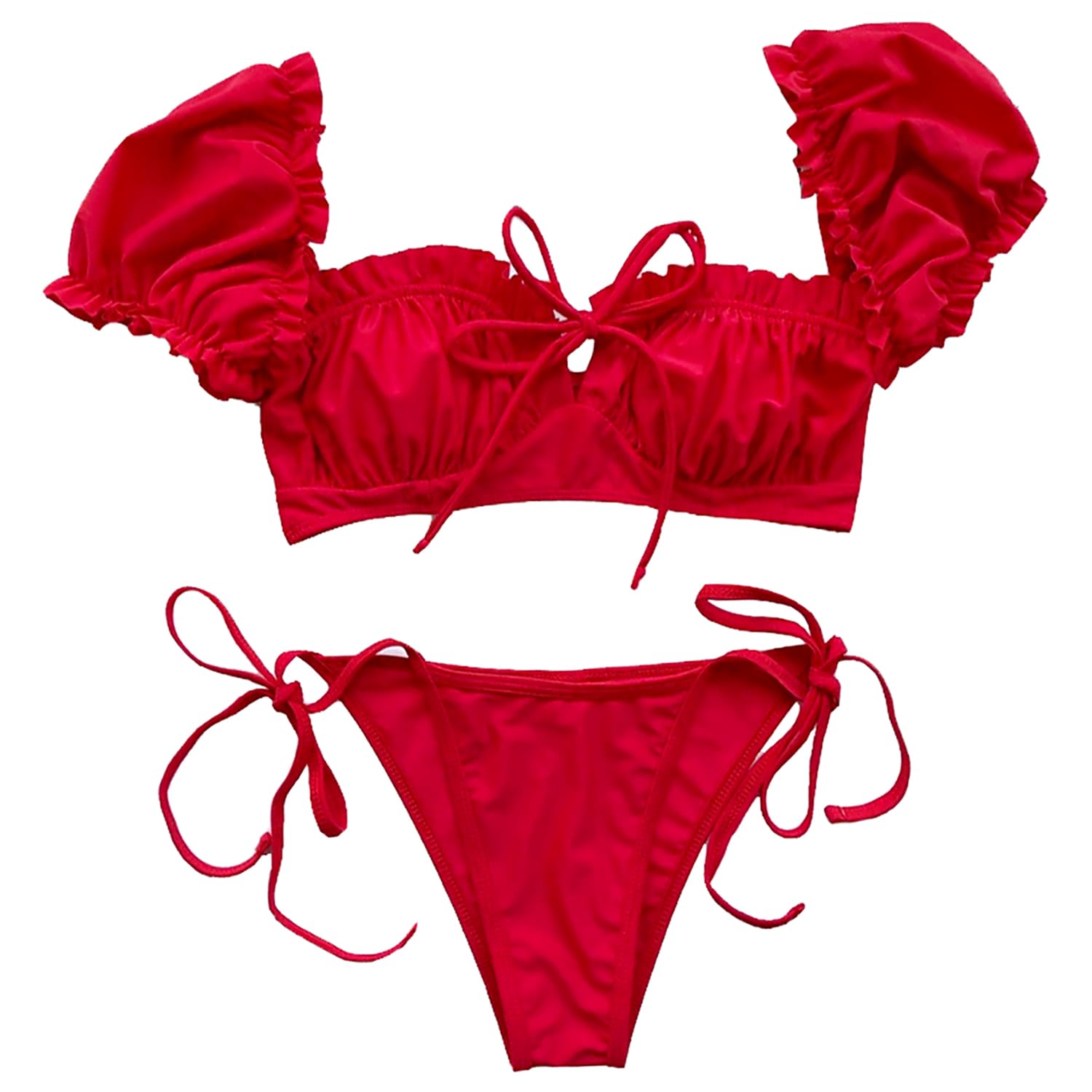 

Купальник бикини с треугольным верхом и низом бикини Горячий для плавания [Wzhiming] Женский, Бикини, Набор из 2 предметов, Комплект, Женский купальник, Пляж, Источники, (С, Красный)