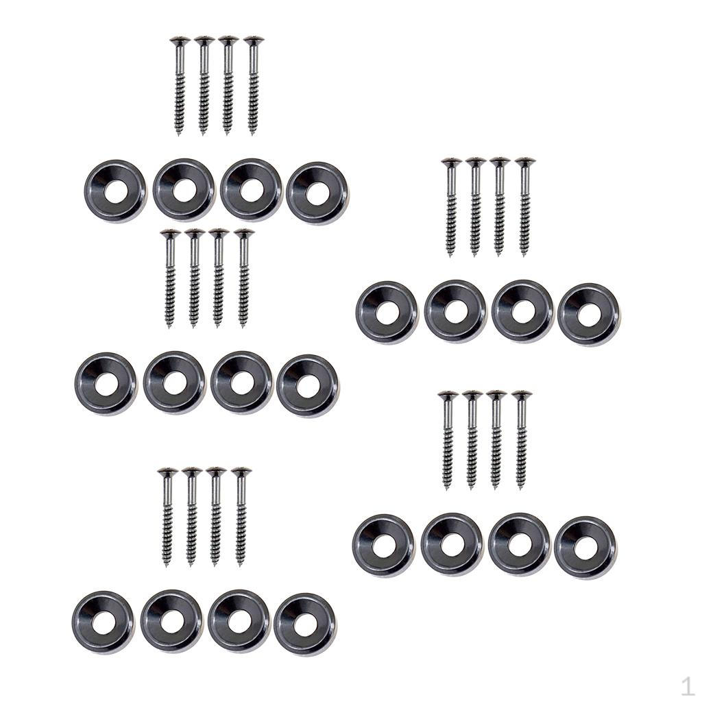 

20 Pieces Electric Bass Neck Joint Assembly Ferrules Bushings Black 14 Mm