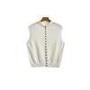 Elegant 100% Wool Sleeveless Knit Top for Women - Autumn/Winter Collection with Rolled Edge Stand Collar