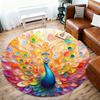 1pc Peacock Feathers Pattern Office Round Rugs, Under Chair Round Rugs for Living Room, Bedroom, Bathroom Decoration Carpet 091838