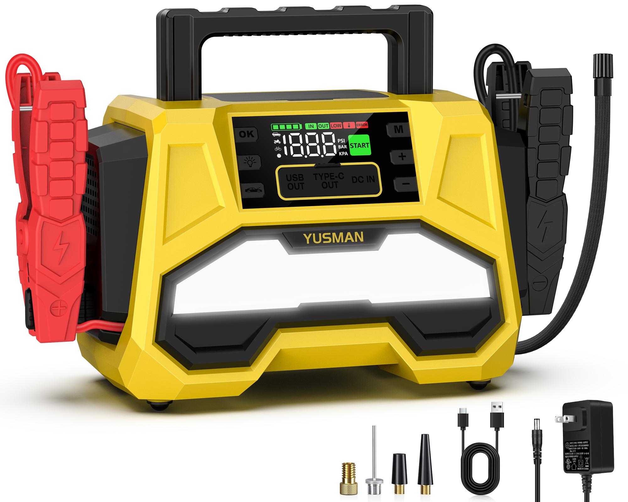 

Автомобильный пусковой компрессор воздушный компрессор 24000 мАч аккумулятор для 12 В автомобильный аварийный усилитель пусковое устройство насос для накачивания шин