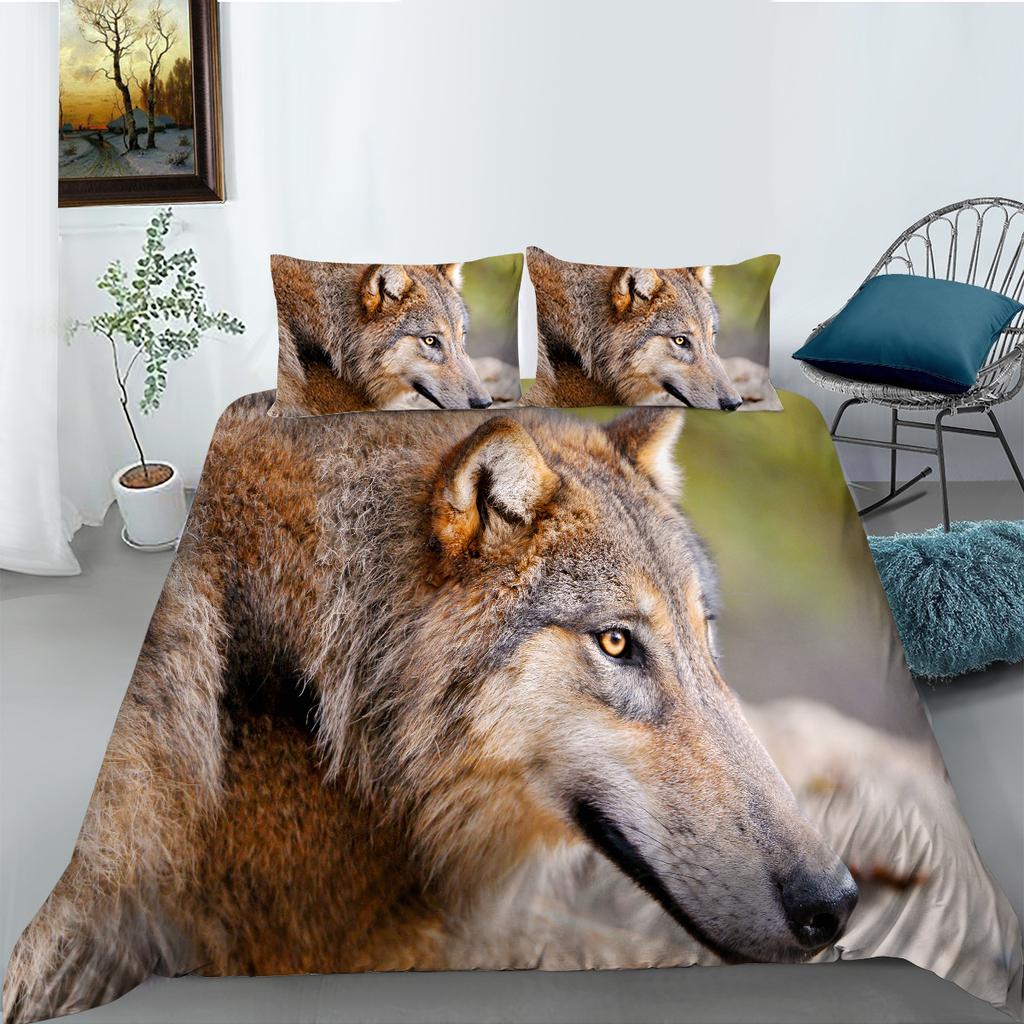 Wishshopify Fashion Wolf Series Polyester Bedding Two-Three-Piece Digital Printing