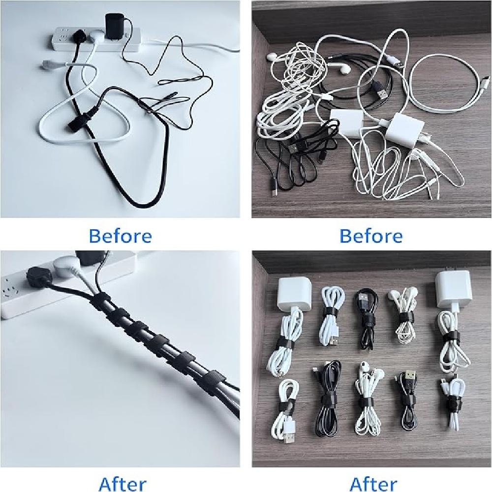 10PCS Ties Fastening Wire Reusable Cable Organizer Cord Rope Holder Self Adhesive Adjustable Organizer Strap Desk Management