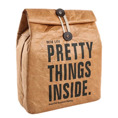 

Kraft Paper Lunch Bag, Design, Thermal Bag, Cold/Insulated, Lightweight, Durable, Water-Repellent, Large Capacity, 11.8 x 4 x 15.7 inches, Cute, Styli