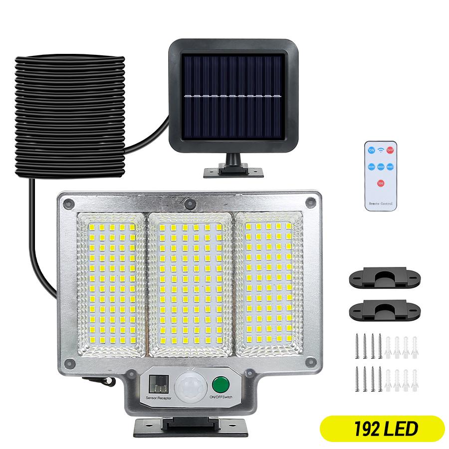 1PC 192 LED Split Solar Light Outdoor Waterproof with Motion Sensor Floodlight Remote Control 3 Modes for Patio Garage Backyard