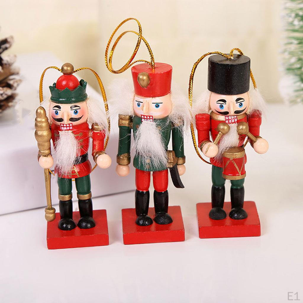 10cm Wooden Nutcracker Soldier Ornaments Kit Hanging Decor Gift