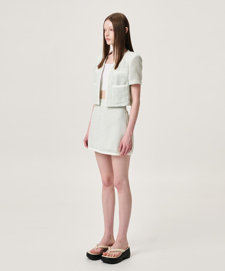 ETMON Summer Tweed Mini Skirt, Mint