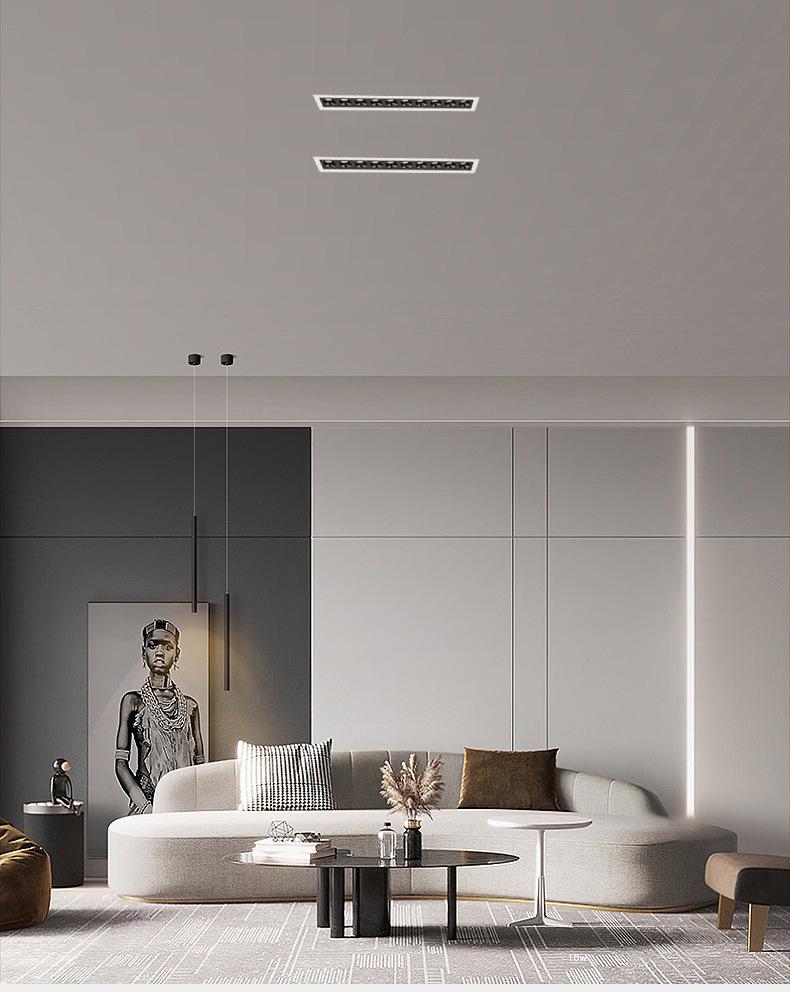 Embedded LED Linear Grille Light: Anti-Glare Rectangular Lamp for Living Room