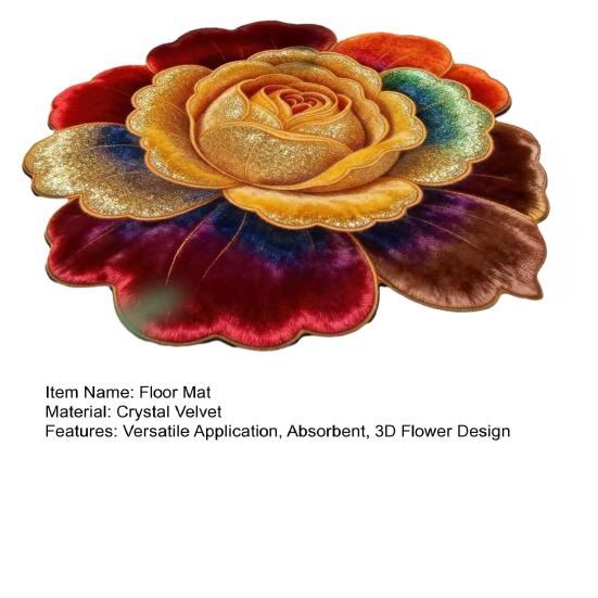 3D Floral Bath Mat Realistic Flower Shaped Floor Mat Non-Slip Absorbent Bathroom Rug for Entrance Living Room Bedroom