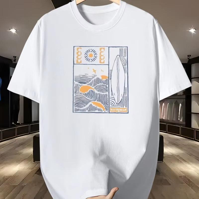 2026 Abstract Landscape Art Print on Premium Soft Cotton Mens T Shirt Perfect for Summer Casual Streetwea
