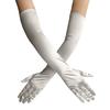 New Women Satin Elastic Full Finger Party Gloves Students Solid Bridal Wedding Dress Long Mittens Outdoor Dance Dress Up Gloves