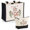 Coffret sac cabas et trousse - PLANETEE - Célia la vie est plus jolie - Jute &amp; coton - Impression DTF HD - Fabriqué en France