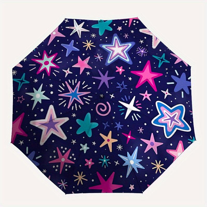 1pc Starry Night Fabric Automatic Umbrella - 8-Rib Foldable Design, Outdoor Adventures, and Family Celebrations yy250829078