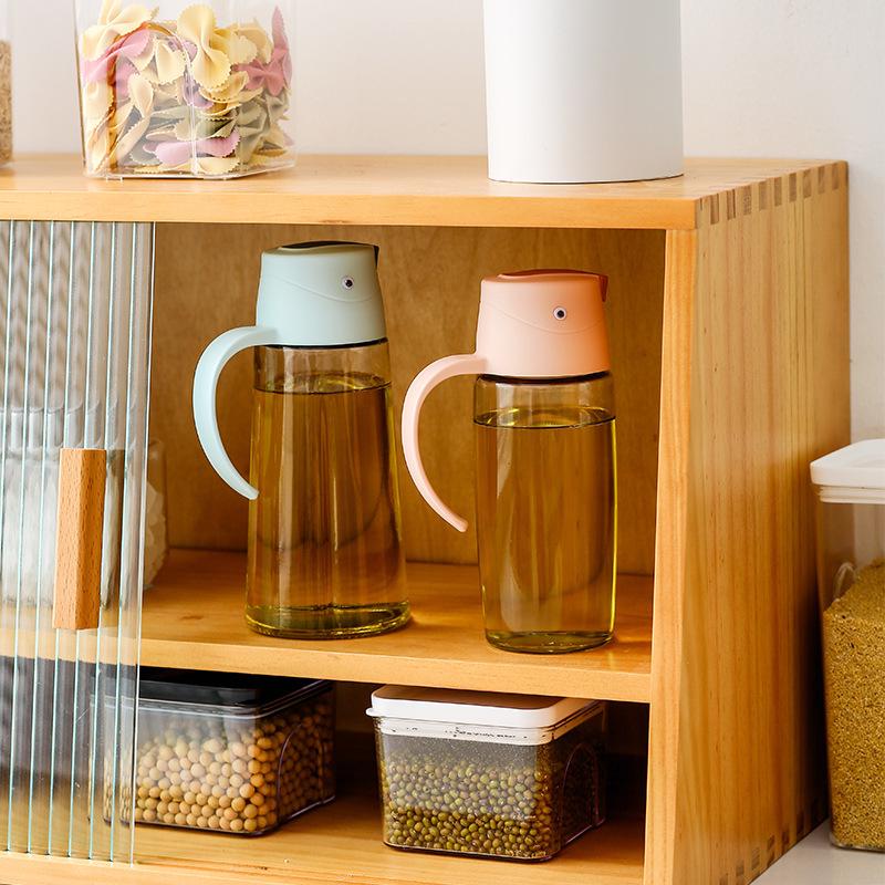 Baiya Glass Oil & Vinegar Dispenser with Handle and Automatic Lid