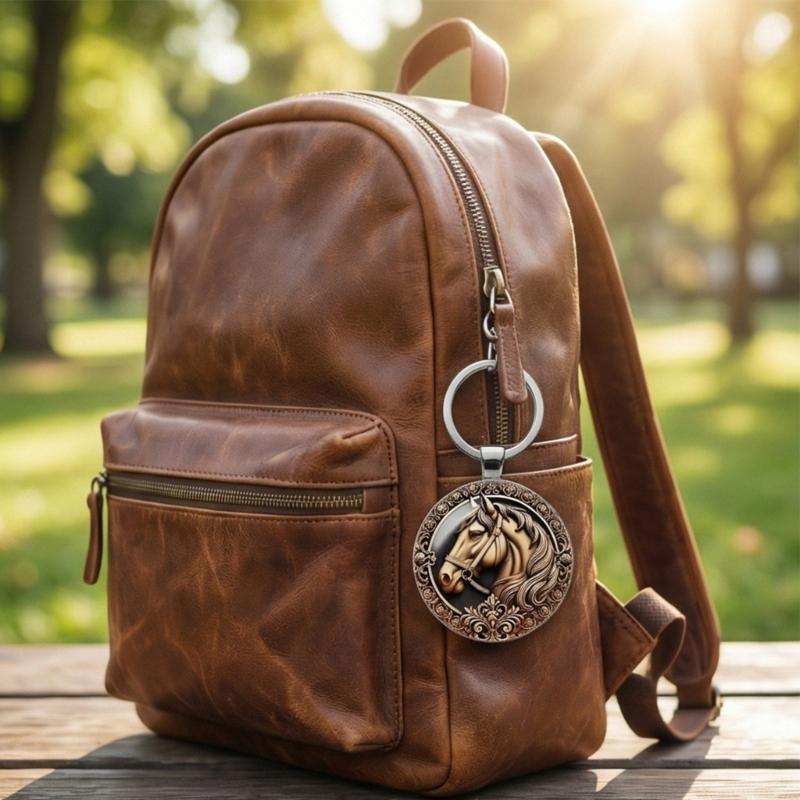Alloy Horse Head Keychain Featuring Elegant Detailing Ideal for Equestrian Enthusiasts Stylish Decoration