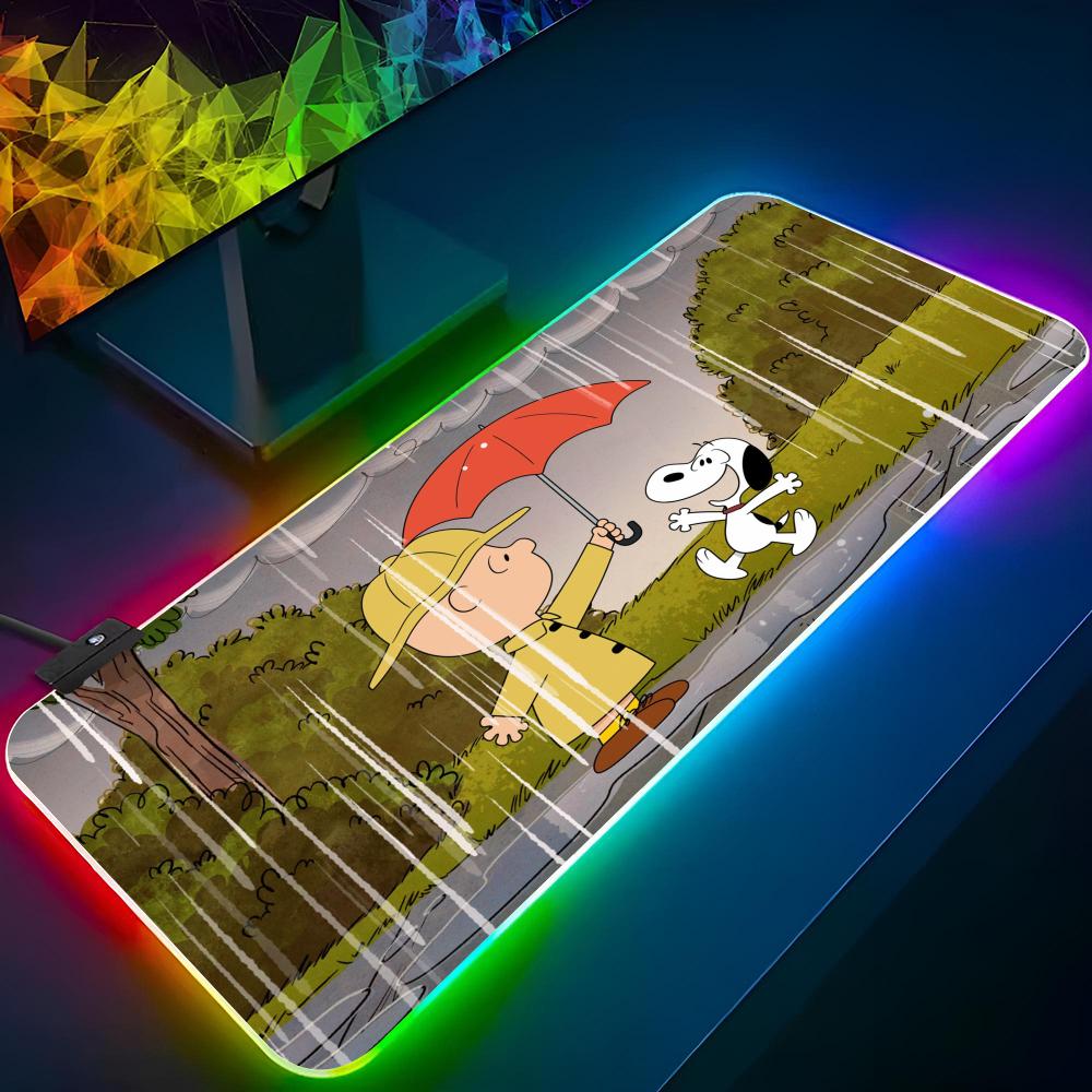 

Cartoon Cute Dog S-Snoopys Diy Printing Mouse Pad Gaming Rgb Mousepad Backlit Keyboard Gamer Girl Xxl Laptop Mat Table Pads Desk RGB600x300x3mm