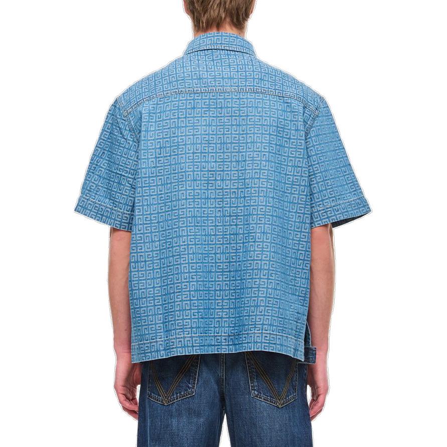 Givenchy Short Sleeve Boxy Fit Denim Shirt BM60WZ50P9-452