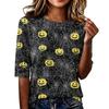 Women Casual Loose Fit Short Sleeve T Shirt Round Neck Lightweight Halloween Pumpkin Web Pattern Top