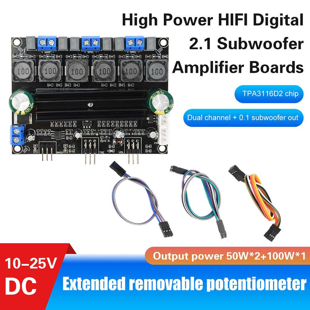 TPA3116D2 Audiophile HIFI Digital Audio Amplifier Board 50W*2+100W High Power 2.1 Channel Subwoofer With Extension Cable