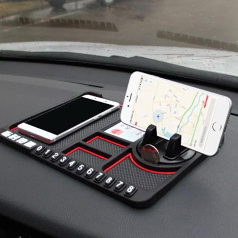 Tapis Antidérapant Multifonctionnel pour Voiture Support Téléphone Auto Coque en Silicone Adhésive pour Tableau de Bord