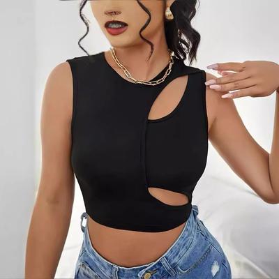 Damski Letni Nowy Styl Modny Jednolity Kolor Kamizelka Pusta Seksowny Temperament Damski Top T-shirt
