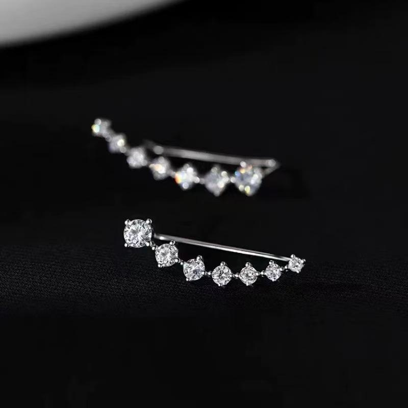

1 Pair of Exquisite and Elegant Curved Earrings, Decorated with Faux Cubic Zirconia. Women s… More