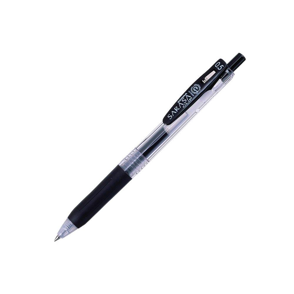 Zebra Sarasa Clip Gel Pens, 0.5mm, Black, 5-Pack - Smooth Writing