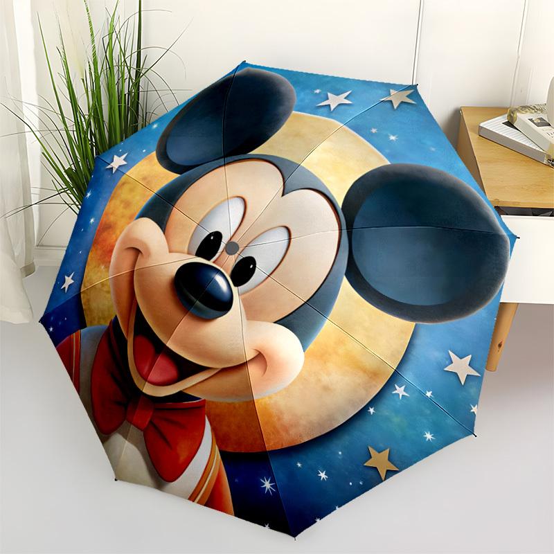 1pc Mickey Mouse Automatic Folding Umbrella: Compact 8-rib Design Cartoon Travel Companion for Outdoor, Casual Accessory