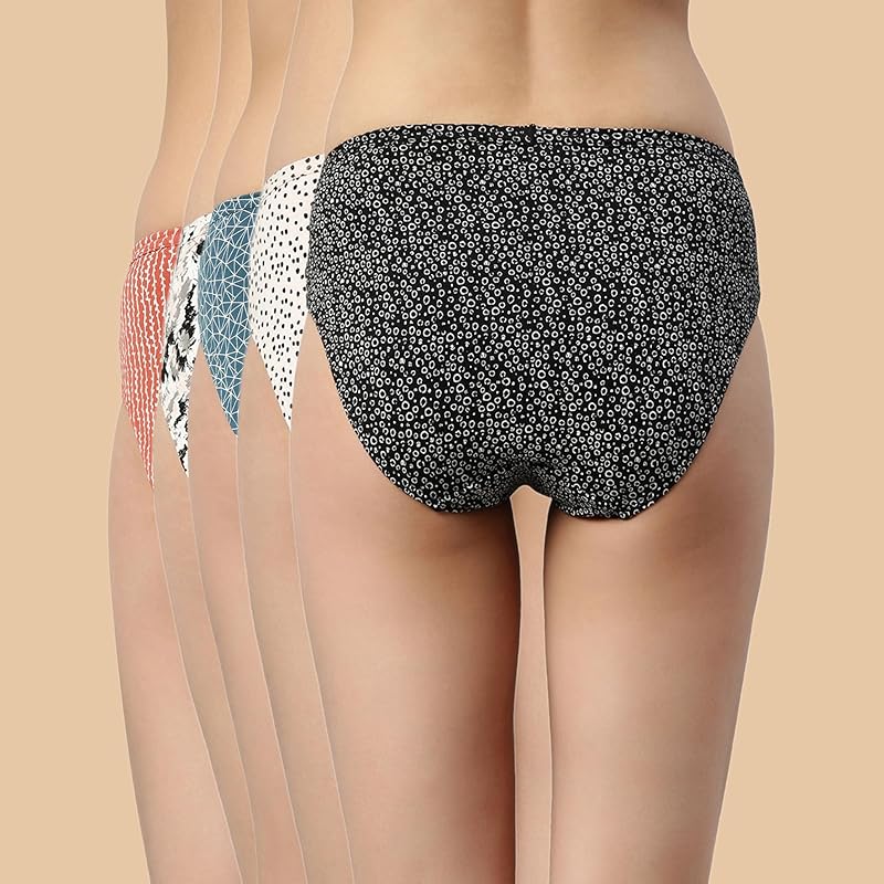 Enamor CH03-Cotton Classic Antimicrobial and Stain Release Finish Hipster Panty-Pack of 5 M