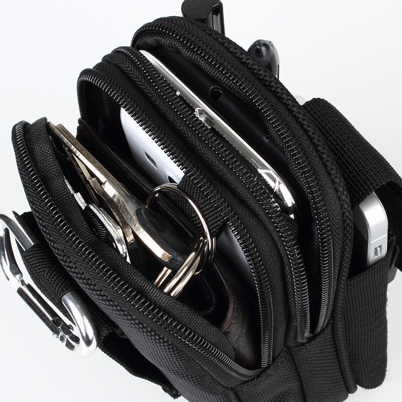 Men's Leather Phone Waist Bag - Vertical, Multifunctional, Double Layer, Casual Construction Style, Fits 6.7/6.8 Inch Devices