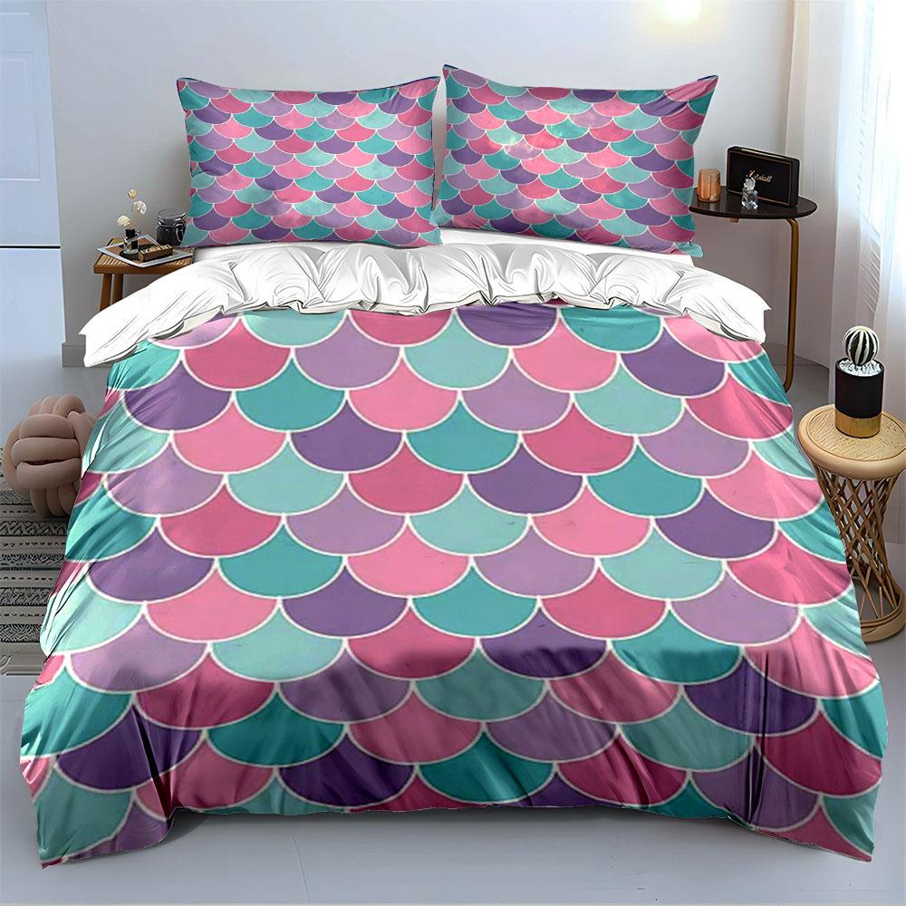 Mermaid Scale Print Bedding Set Bedding Duvet Cover Set Duvet Cover Pillowcases (1 * Duvet Cover 2 * Pillowcases, Without Duvet Insert)