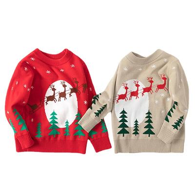 Autumn and Winter New Children's Christmas Deer Pullover Sweater Children's Leisure Knitwear Children's Clothing