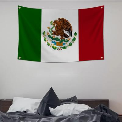 1pc Mexican Flag Banners Four Hole Flag Polyester Outdoor Decor Room Aesthetic