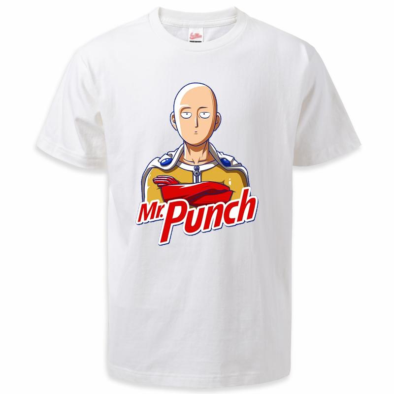 

ONE PUNCH MAN японские забавные футболки с аниме Летняя мода Сайтама крутые мужские футболки футболка с круглым вырезом классическая одежда 4XL белый