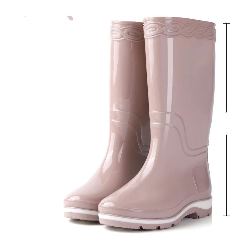 

Женские уличные нескользящие и водонепроницаемые резиновые сапоги с высоким голенищем и толстой подошвой 40 хаки