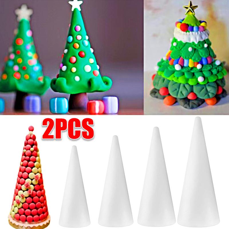 

2PC White Easy to Paint for Crafts Foam Art Studio Festive Holiday Decorations Christmas Tree Durable Multiple Sizes Available 8x4.5cm