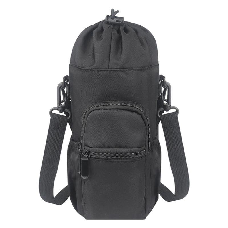 Portable Insulated Water Bottle Carrier Bag Adjustable Shoulder Strap Bottle Pouch Holder for Hiking Travelling Camping