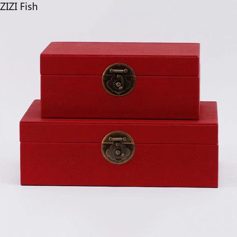 Chinese Style Lock Buckle Jewelry Boxes Leather Cosmetic Jar Dresser Table Desk Decoration Home Exquisite Jewelry Storage Jar