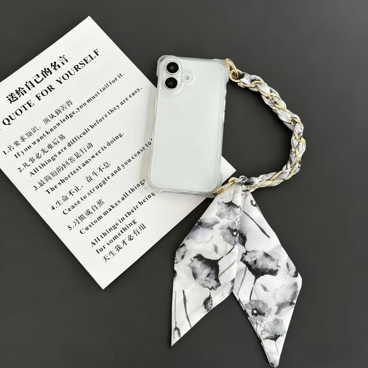 

Silk Scarf Chain Strap Phone Case For Xiaomi Poco X7 Pro X6 X5 X4 X3 NFC GT X2 C75 C65 C55 Soft Shockproof Lanyard Cover Xiaomi Poco C75 5G чистий
