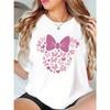 Wounisex'S Casual Crew Neck T-Shirt With Pink Butterfly Mouse Head Print Short SleeveAll-Season Comfort Fit Top
