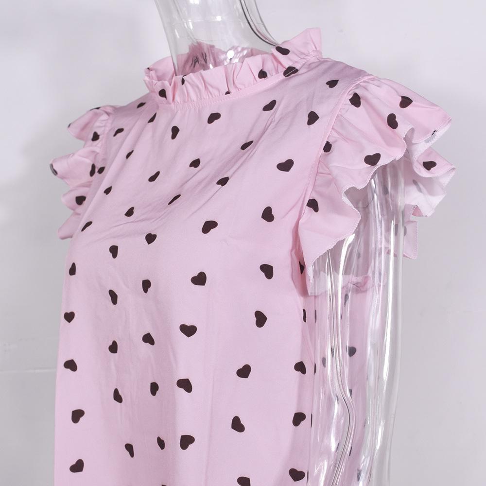 GMXIA Women's Fashion Peplum Short Sleeve Crew Neck Polka-dot Base Shirt Trend