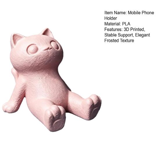 Durable Pla Phone Dock Cute Cat Stand, 3D Printed Lying Desk Holder for Cell Desktop Decor Tablet, Mount Home Office Decor, Gift Lovers Hands